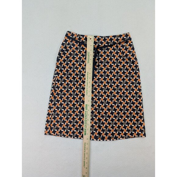Talbots Women's A-Line Pencil Skirt Size 2 Orange Print Pockets - Picture 9 of 11